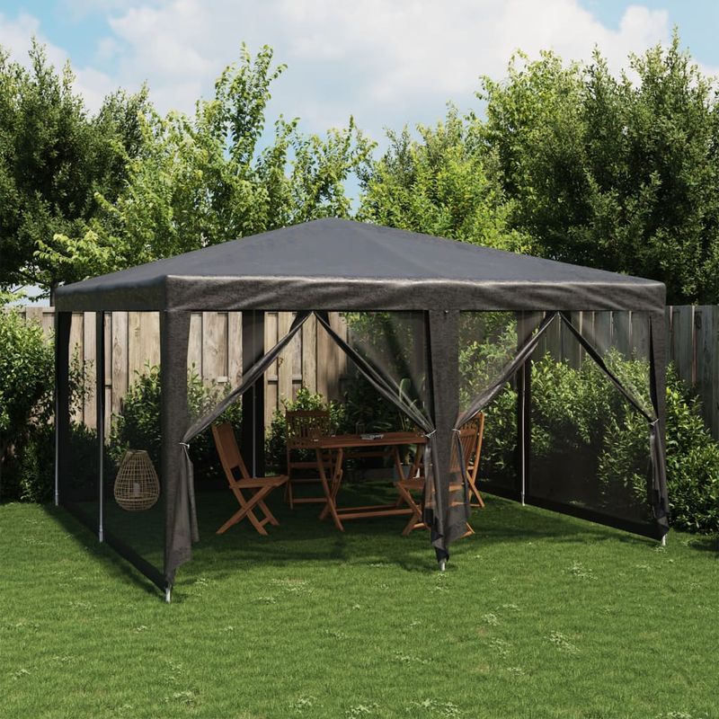 Casa si Gradina - Gradina si terasa - Umbrele si pavilioane - Pavilioane - Cort de petrecere cu 8 pereti din plasa, antracit, 4x4 m, HDPE - Infinity.ro