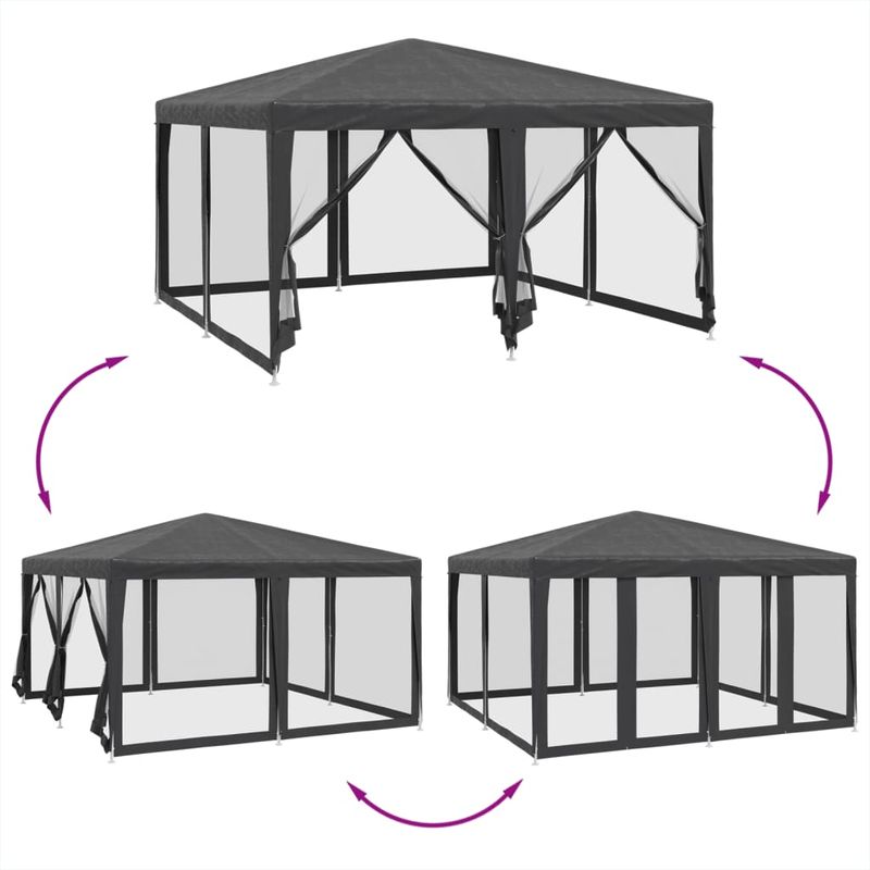 Casa si Gradina - Gradina si terasa - Umbrele si pavilioane - Pavilioane - Cort de petrecere cu 8 pereti din plasa, antracit, 4x4 m, HDPE - Infinity.ro