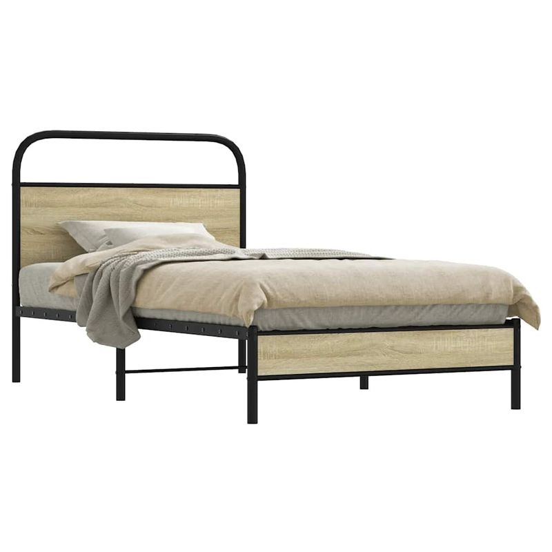 Casa si Gradina - Mobilier - Paturi si accesorii - Paturi - Cadru pat fara saltea stejar sonoma, 90x200 cm, lemn prelucrat - Infinity.ro