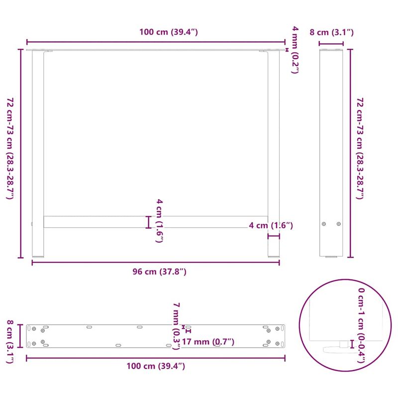 Casa si Gradina - Mobilier - Feronerie si accesorii mobila - Picioare masuta de cafea alb 2 buc 100x(72-73) cm otel - Infinity.ro