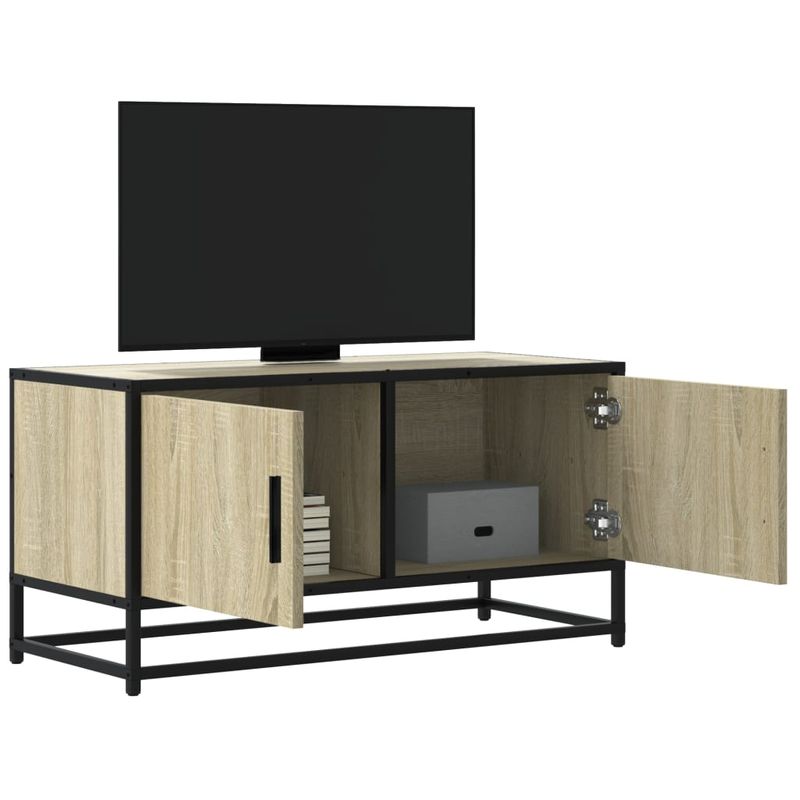Casa si Gradina - Mobilier - Comode si corpuri - Comode - Dulap TV, stejar sonoma, 80x34,5x40 cm, lemn prelucrat si metal - Infinity.ro