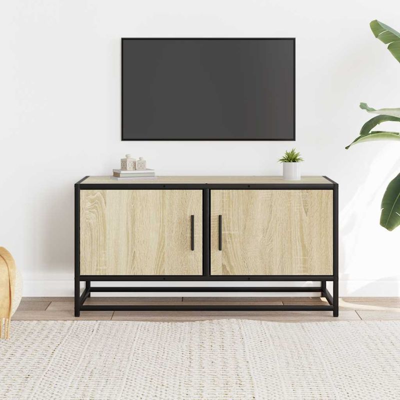 Casa si Gradina - Mobilier - Comode si corpuri - Comode - Dulap TV, stejar sonoma, 80x34,5x40 cm, lemn prelucrat si metal - Infinity.ro