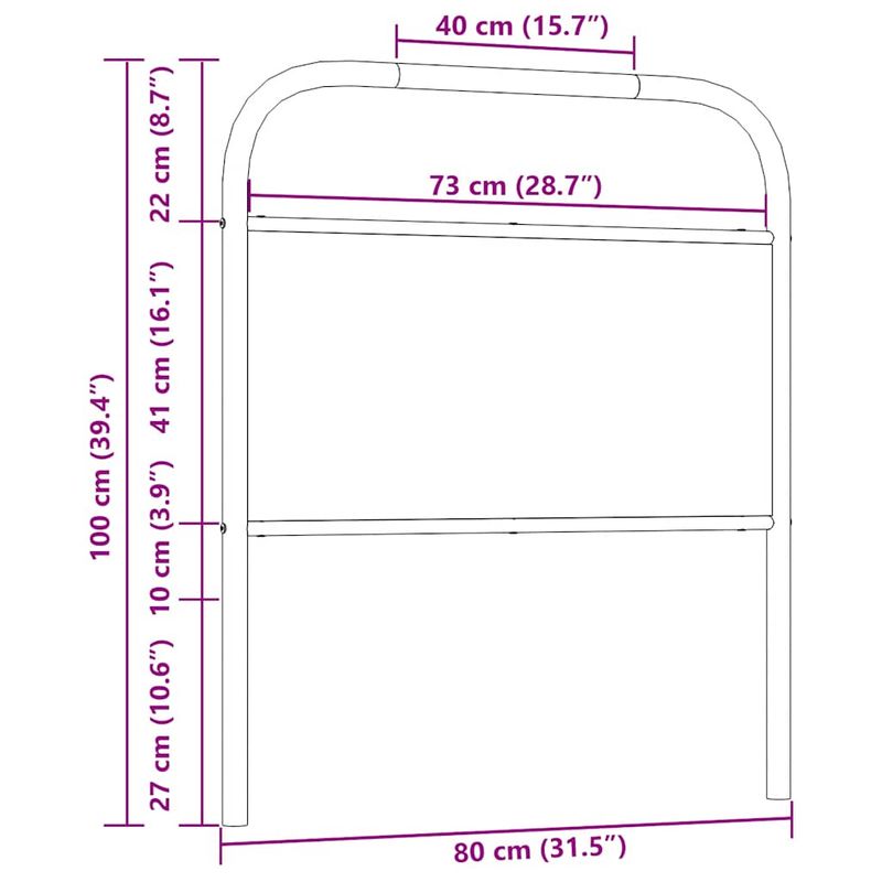 Casa si Gradina - Mobilier - Paturi si accesorii - Accesorii paturi - Tablie stejar afumat 75 cm otel si lemn prelucrat - Infinity.ro
