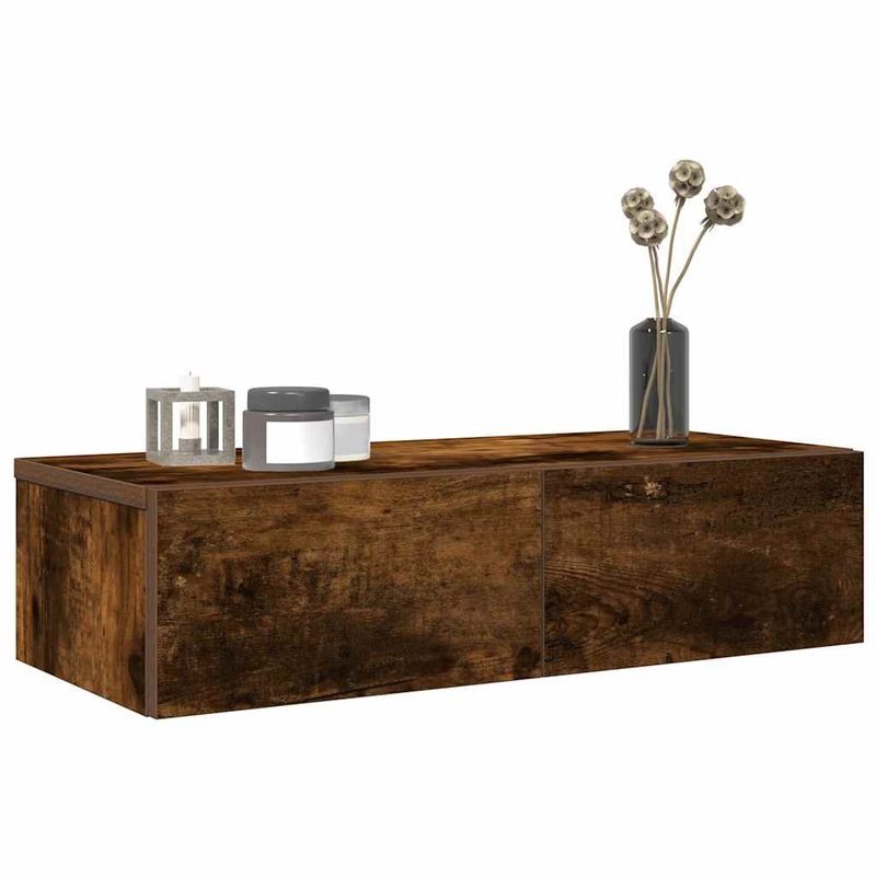 Casa si Gradina - Mobilier - Biblioteci si rafturi - Rafturi - Raft de perete cu sertare Stejar afumat Lemn prelucrat, mărime 60x26.5x15 cm - Infinity.ro