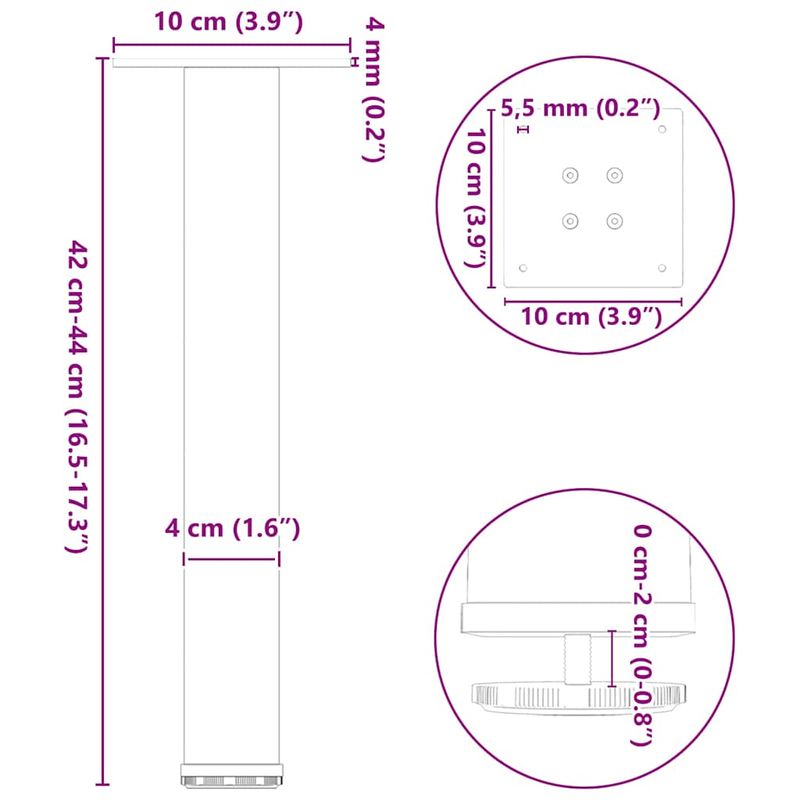 Casa si Gradina - Mobilier - Feronerie si accesorii mobila - Picioare masuta de cafea 4 buc Antracit 42-44 cm Otel, mărime 42-44 cm (40 mm) - Infinity.ro