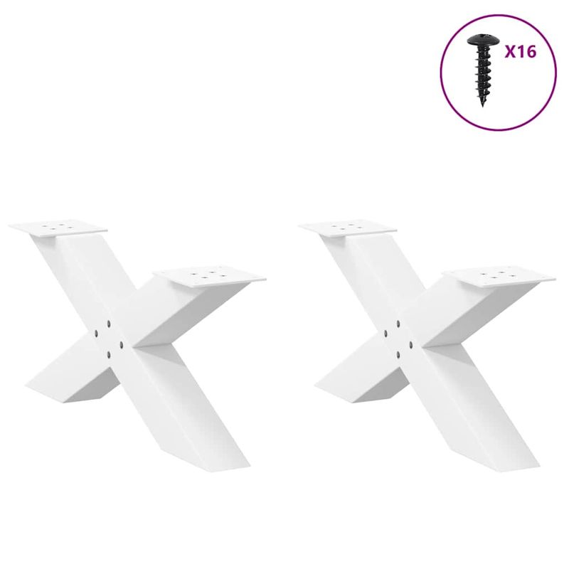 Casa si Gradina - Mobilier - Feronerie si accesorii mobila - Picioare masuta cafea in forma X, 2 buc alb 70x(30-31) cm otel, mărime 70x(30-31) cm (80 mm) - Infinity.ro