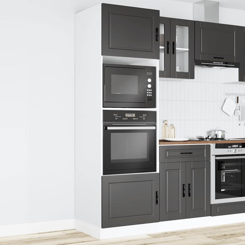 Casa si Gradina - Mobilier - Comode si corpuri - Corpuri bucatarie - Dulapuri pentru cuptor 2 buc Porto negru lemn prelucrat - Infinity.ro