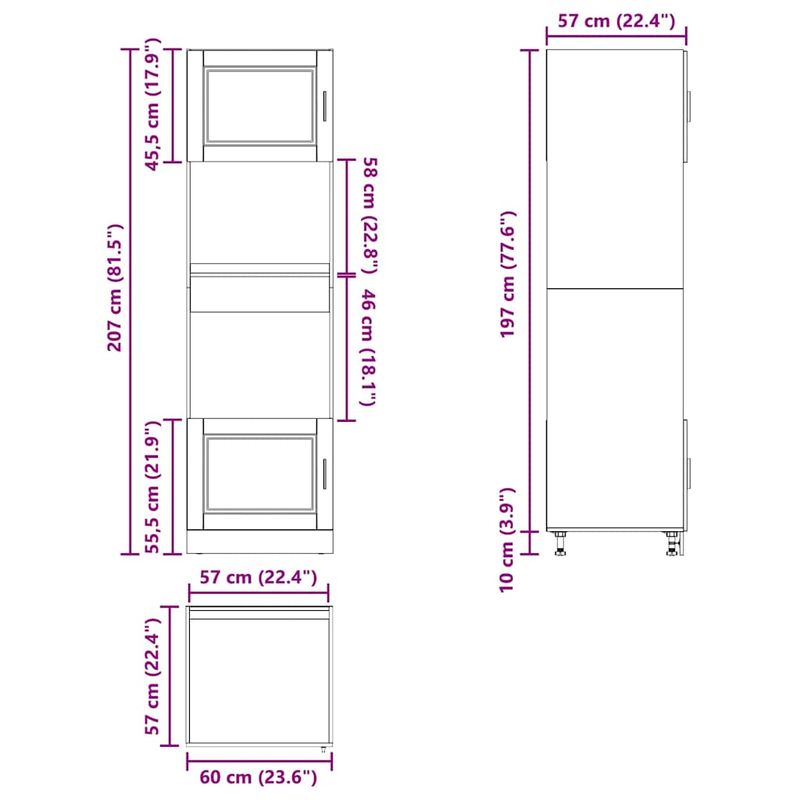 Casa si Gradina - Mobilier - Comode si corpuri - Corpuri bucatarie - Dulapuri pentru cuptor 2 buc Porto negru lemn prelucrat - Infinity.ro