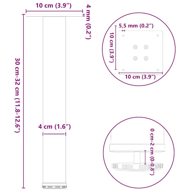 Casa si Gradina - Mobilier - Feronerie si accesorii mobila - Picioare masuta de cafea 4 buc Otel alb 30-32 cm, mărime 30-32 cm (40 mm) - Infinity.ro