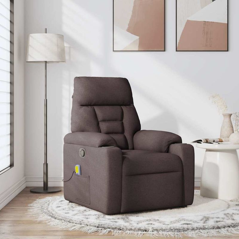 Ingrijire personala si Cosmetice - Sanatate si wellness - Articole wellness - Fotolii de masaj - Fotoliu de masaj rabatabil, maro inchis, material textil - Infinity.ro