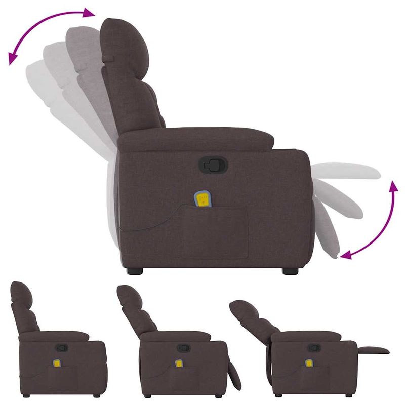 Ingrijire personala si Cosmetice - Sanatate si wellness - Articole wellness - Fotolii de masaj - Fotoliu de masaj rabatabil, maro inchis, material textil - Infinity.ro