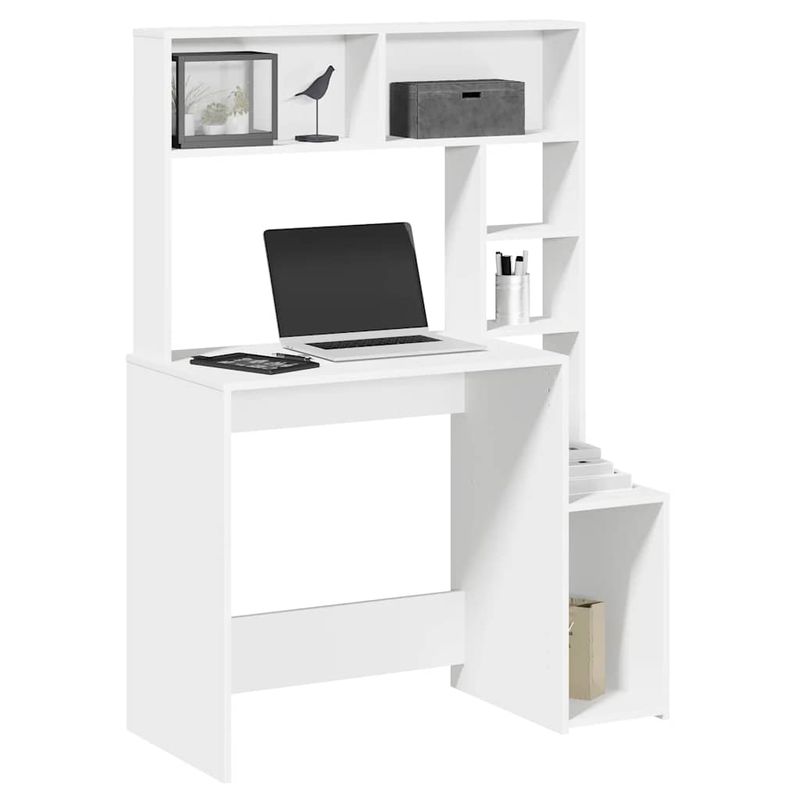 Casa si Gradina - Mobilier - Mese si birouri - Birouri - Birou cu rafturi, alb, 100x45x140 cm, lemn compozit - Infinity.ro