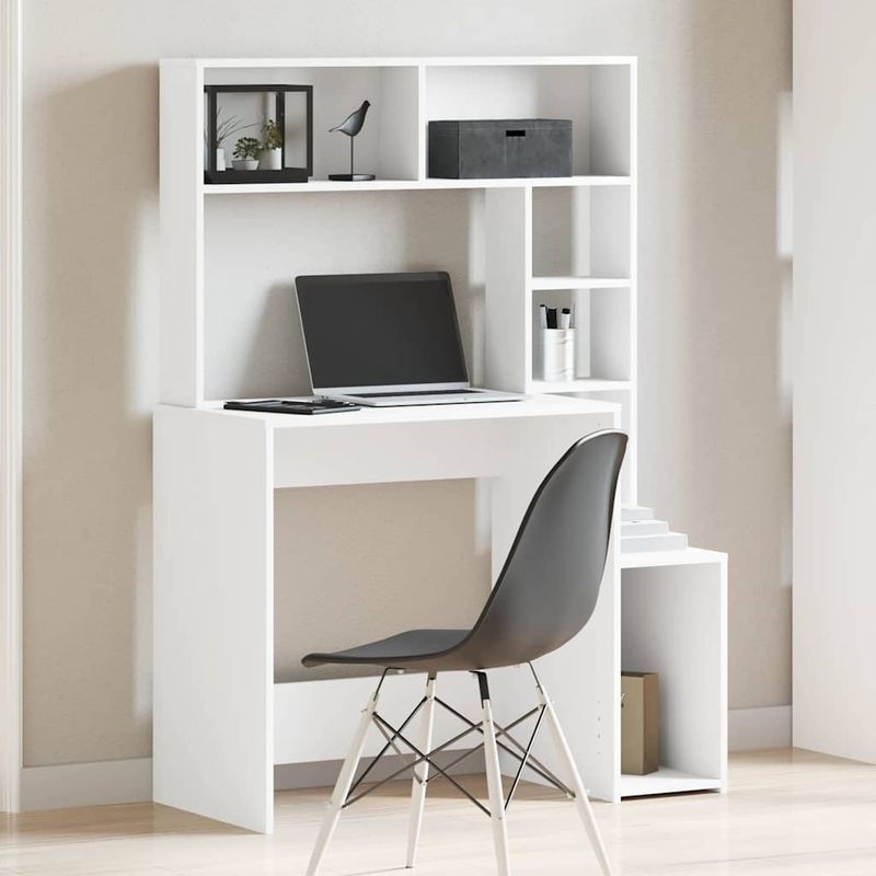 Casa si Gradina - Mobilier - Mese si birouri - Birouri - Birou cu rafturi, alb, 100x45x140 cm, lemn compozit - Infinity.ro