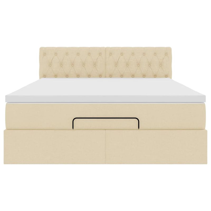 Casa si Gradina - Mobilier - Paturi si accesorii - Paturi - Pat otoman cu saltea crem 140x200 cm stofa, model design cu nasturi - Infinity.ro