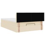 Casa si Gradina - Mobilier - Paturi si accesorii - Paturi - Pat otoman cu saltea crem 140x200 cm stofa, model design cu nasturi - Infinity.ro
