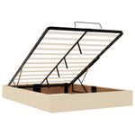 Casa si Gradina - Mobilier - Paturi si accesorii - Paturi - Pat otoman cu saltea crem 140x200 cm stofa, model design cu nasturi - Infinity.ro