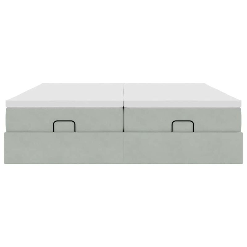 Casa si Gradina - Mobilier - Paturi si accesorii - Paturi - Cadru de pat otoman cu saltele Gri deschis 180x200cm catifea - Infinity.ro