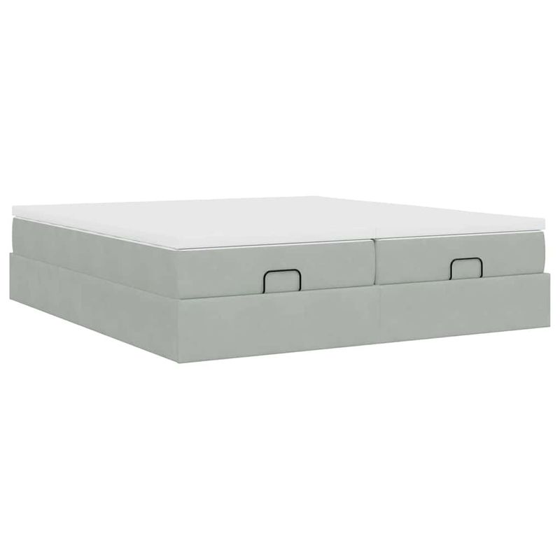 Casa si Gradina - Mobilier - Paturi si accesorii - Paturi - Cadru de pat otoman cu saltele Gri deschis 180x200cm catifea - Infinity.ro