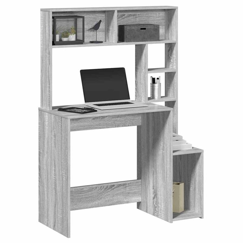 Casa si Gradina - Mobilier - Mese si birouri - Birouri - Birou cu rafturi, gri sonoma, 100x45x140 cm, lemn compozit - Infinity.ro