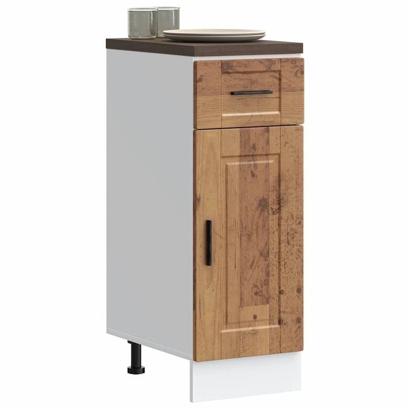 Casa si Gradina - Mobilier - Comode si corpuri - Corpuri bucatarie - Dulap baza de bucatarie „Porto” Lemn vechi, lemn de inginerie, model 1x dulap inferior (1 ușă 1 sertar), mărime 30x46x81.5 cm - Infinity.ro