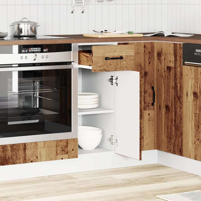 Casa si Gradina - Mobilier - Comode si corpuri - Corpuri bucatarie - Dulap baza de bucatarie „Porto” Lemn vechi, lemn de inginerie, model 1x dulap inferior (1 ușă 1 sertar), mărime 30x46x81.5 cm - Infinity.ro