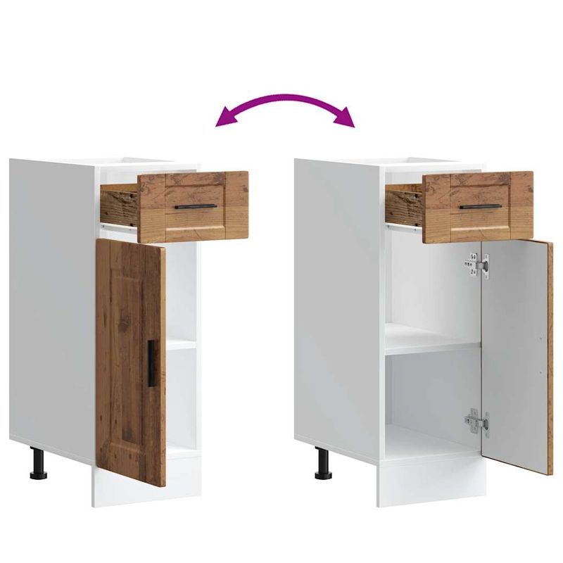 Casa si Gradina - Mobilier - Comode si corpuri - Corpuri bucatarie - Dulap baza de bucatarie „Porto” Lemn vechi, lemn de inginerie, model 1x dulap inferior (1 ușă 1 sertar), mărime 30x46x81.5 cm - Infinity.ro