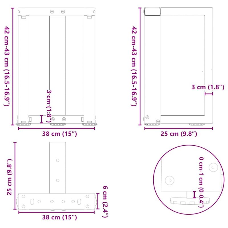 Casa si Gradina - Mobilier - Feronerie si accesorii mobila - Picioare masuta de cafea in forma de T, 2 buc alb otel, mărime 38x25x(42-43) cm - Infinity.ro