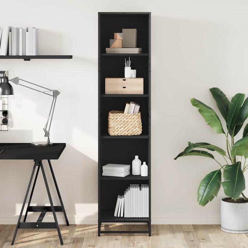 Casa si Gradina - Mobilier - Biblioteci si rafturi - Biblioteci - Dulap cu carti negru 40x35x170,5 cm lemn prelucrat - Infinity.ro