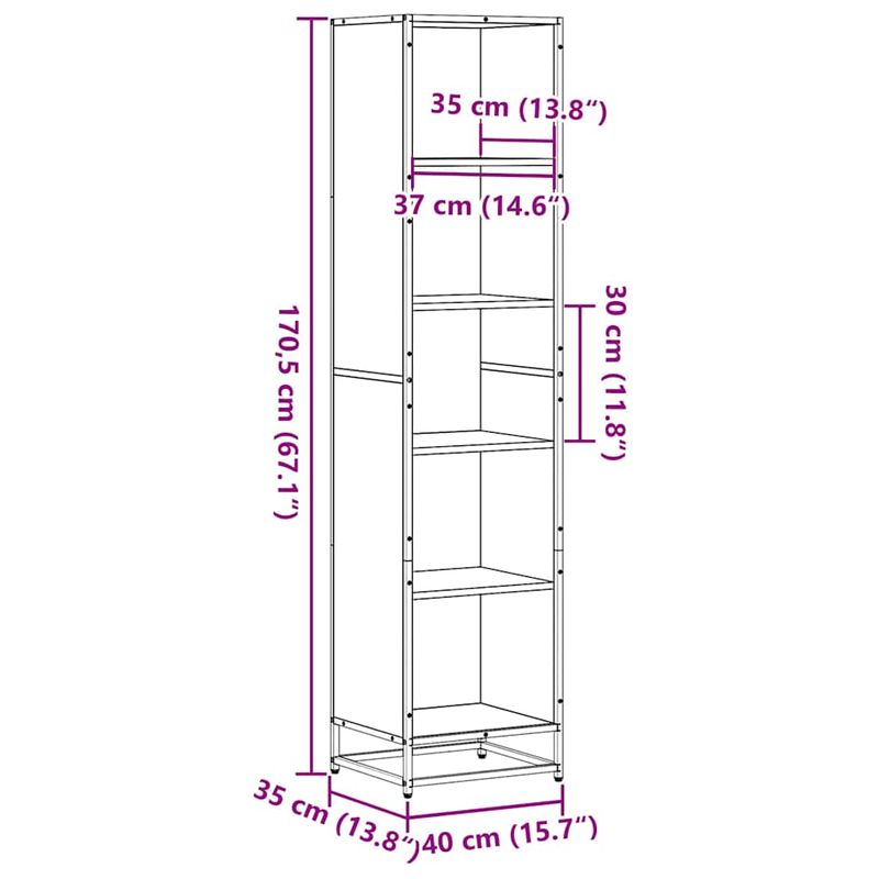 Casa si Gradina - Mobilier - Biblioteci si rafturi - Biblioteci - Dulap cu carti negru 40x35x170,5 cm lemn prelucrat - Infinity.ro