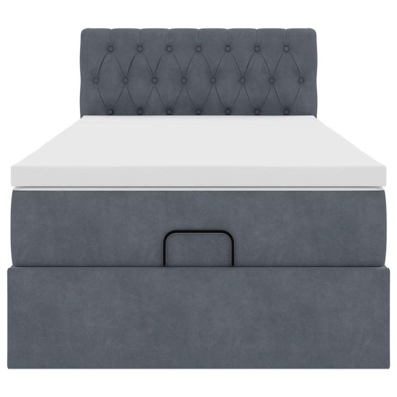 Casa si Gradina - Mobilier - Paturi si accesorii - Paturi - Cadru de pat otoman cu saltea Gri inchis 80x200cm catifea - Infinity.ro