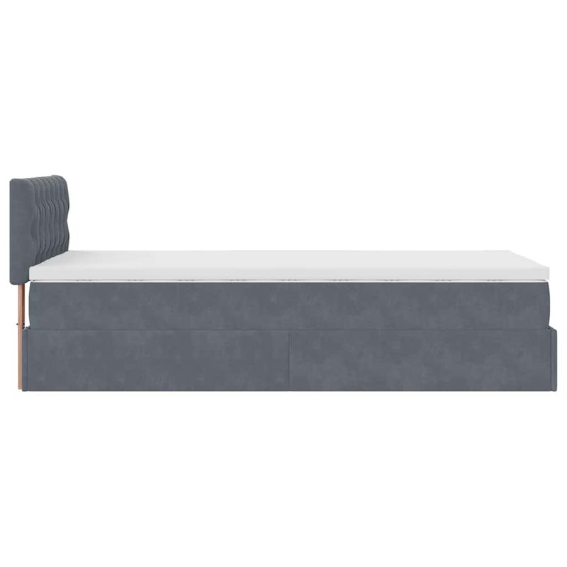 Casa si Gradina - Mobilier - Paturi si accesorii - Paturi - Cadru de pat otoman cu saltea Gri inchis 80x200cm catifea - Infinity.ro