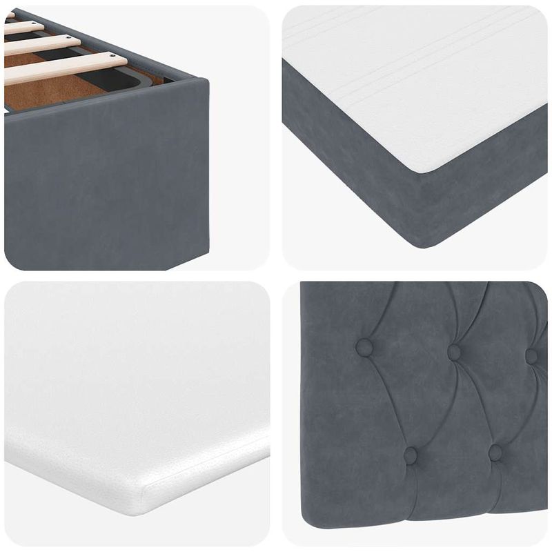 Casa si Gradina - Mobilier - Paturi si accesorii - Paturi - Cadru de pat otoman cu saltea Gri inchis 80x200cm catifea - Infinity.ro