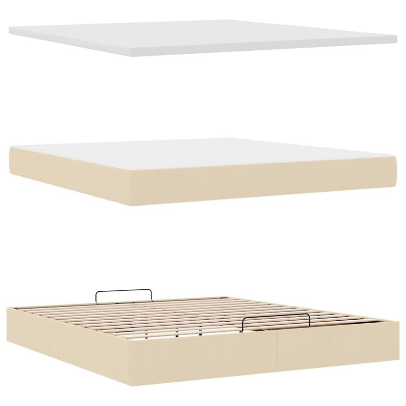 Casa si Gradina - Mobilier - Paturi si accesorii - Paturi - Cadru de pat otoman cu saltea crem 160x200cm stofa - Infinity.ro