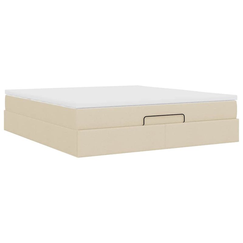 Casa si Gradina - Mobilier - Paturi si accesorii - Paturi - Cadru de pat otoman cu saltea crem 160x200cm stofa - Infinity.ro