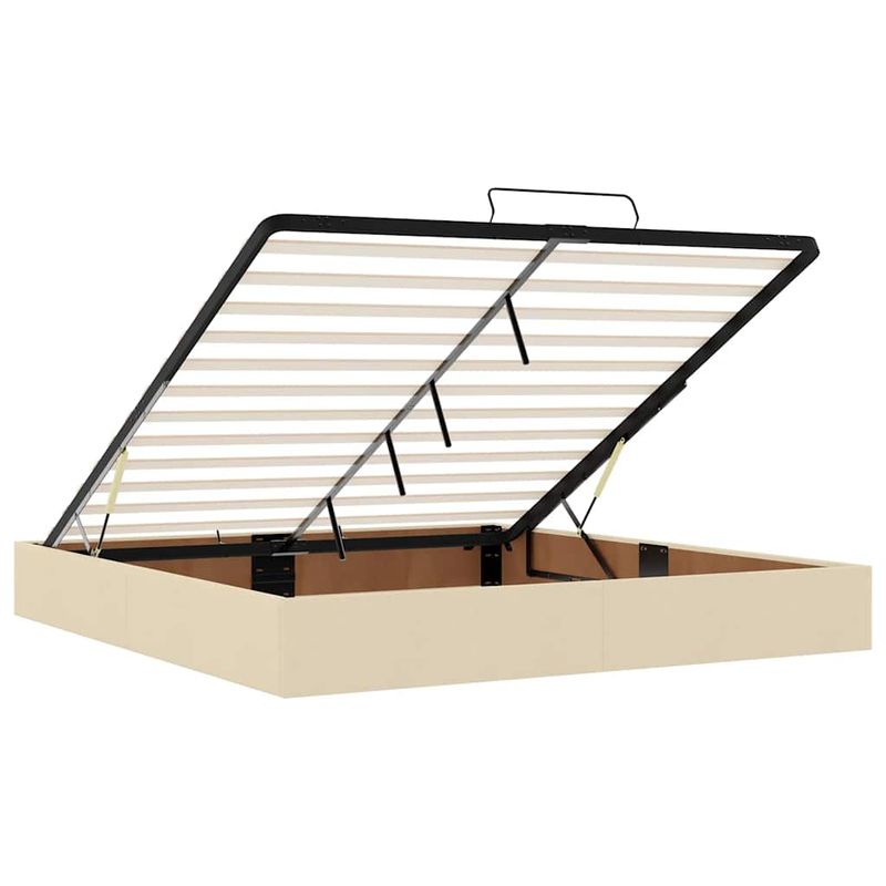 Casa si Gradina - Mobilier - Paturi si accesorii - Paturi - Cadru de pat otoman cu saltea crem 160x200cm stofa - Infinity.ro