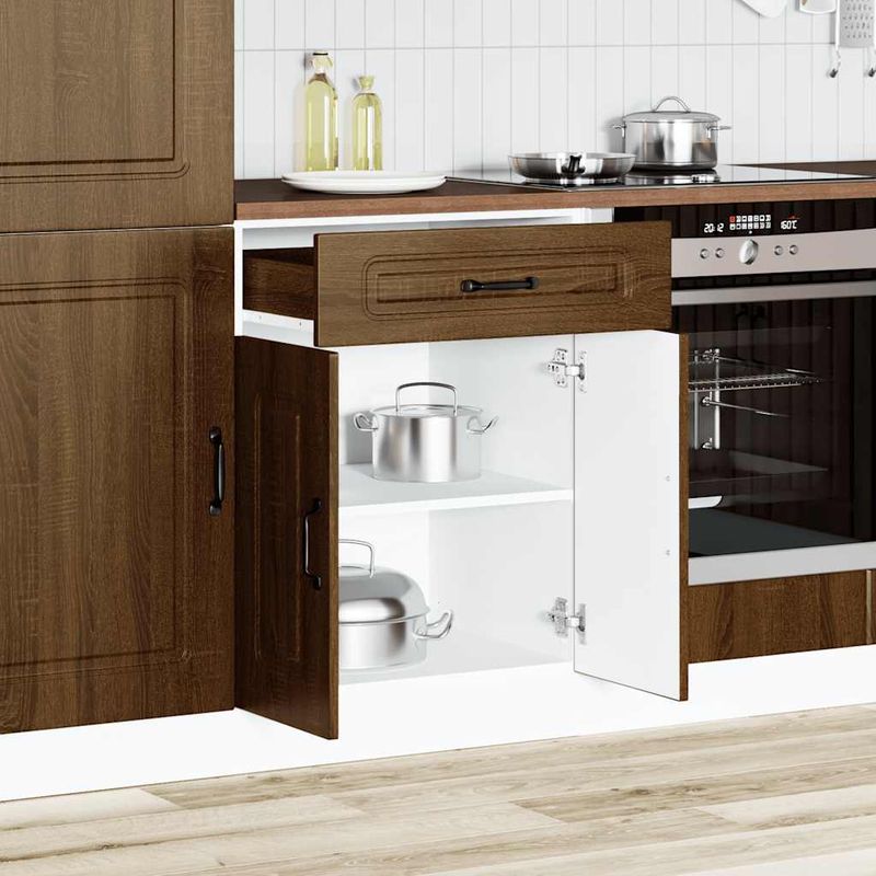 Casa si Gradina - Mobilier - Comode si corpuri - Corpuri bucatarie - Dulap de baza de bucatarie „Kalmar” din lemn de stejar maro, mărime 60x46x81.5 cm, model 1x dulap inferior (2 uși 1 sertar) - Infinity.ro
