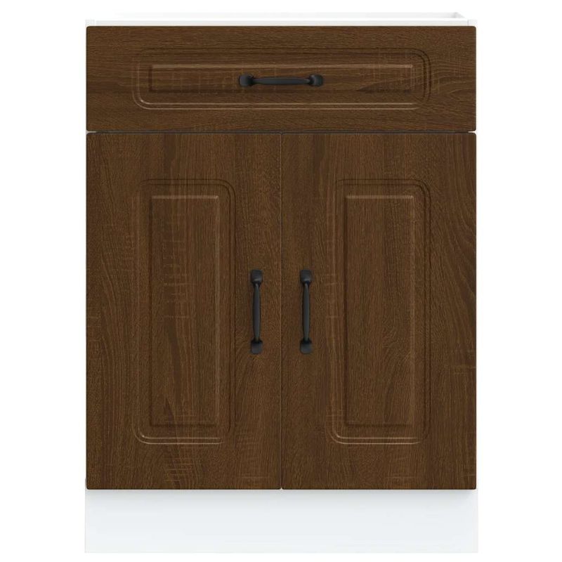Casa si Gradina - Mobilier - Comode si corpuri - Corpuri bucatarie - Dulap de baza de bucatarie „Kalmar” din lemn de stejar maro, mărime 60x46x81.5 cm, model 1x dulap inferior (2 uși 1 sertar) - Infinity.ro
