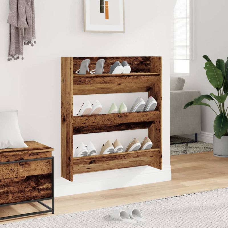 Casa si Gradina - Mobilier - Organizare si depozitare - Organizator incaltaminte - Pantofar de perete, lemn vechi, 80x18x90 cm, lemn prelucrat - Infinity.ro