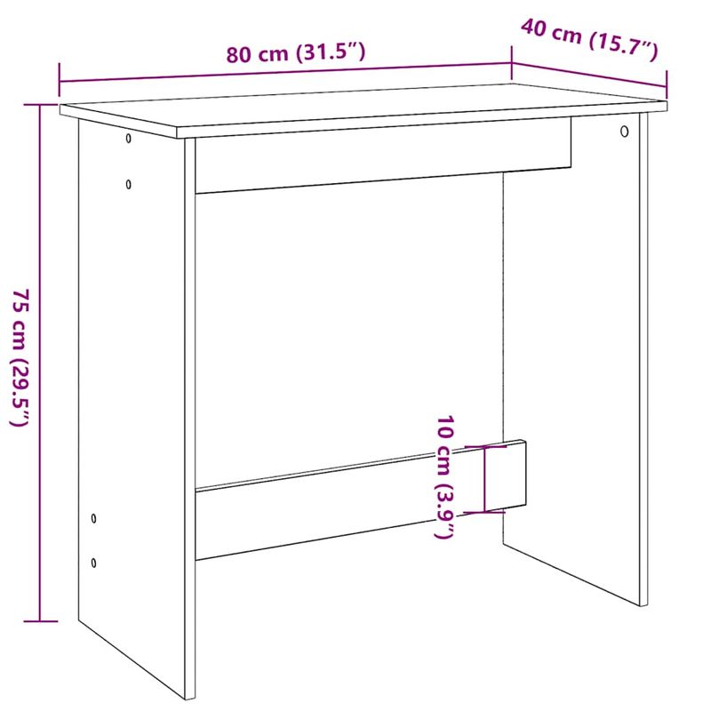 Casa si Gradina - Mobilier - Mese si birouri - Birouri - Birou, stejar artizanal, 80x40x75 cm, lemn prelucrat - Infinity.ro