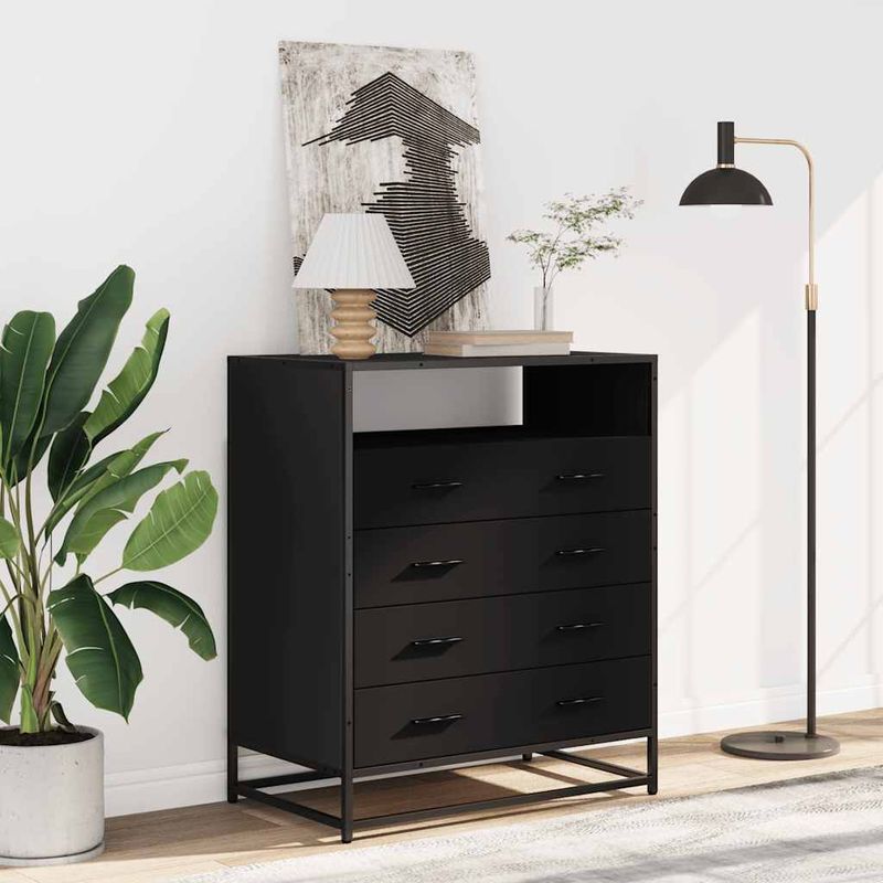 Casa si Gradina - Mobilier - Comode si corpuri - Comode - Dulap cu sertare, negru, 70x41x70 cm, lemn compozit - Infinity.ro