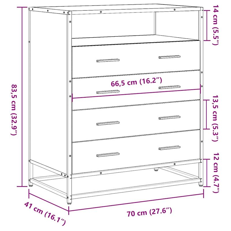 Casa si Gradina - Mobilier - Comode si corpuri - Comode - Dulap cu sertare, negru, 70x41x70 cm, lemn compozit - Infinity.ro