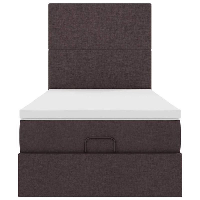 Casa si Gradina - Mobilier - Paturi si accesorii - Paturi - Cadru de pat otoman cu saltea tesatura maro inchis 90x200 cm - Infinity.ro