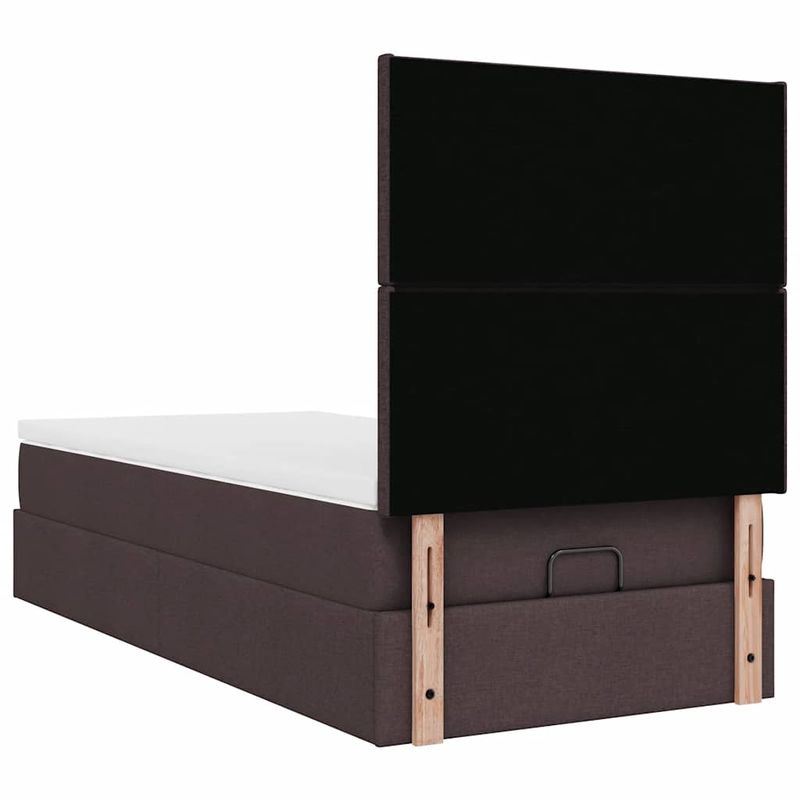 Casa si Gradina - Mobilier - Paturi si accesorii - Paturi - Cadru de pat otoman cu saltea tesatura maro inchis 90x200 cm - Infinity.ro