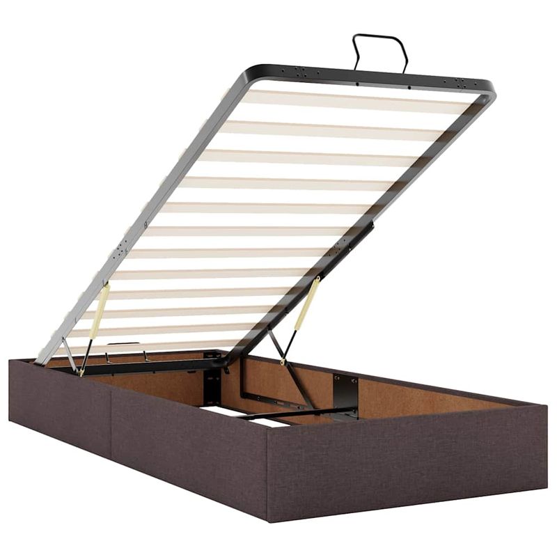 Casa si Gradina - Mobilier - Paturi si accesorii - Paturi - Cadru de pat otoman cu saltea tesatura maro inchis 90x200 cm - Infinity.ro