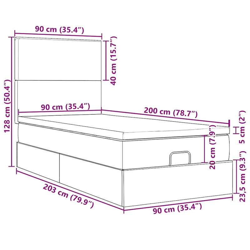 Casa si Gradina - Mobilier - Paturi si accesorii - Paturi - Cadru de pat otoman cu saltea tesatura maro inchis 90x200 cm - Infinity.ro