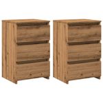 Casa si Gradina - Mobilier - Comode si corpuri - Noptiere - Noptiere, 2 buc., stejar artizanal 40x35x62,5 cm lemn prelucrat - Infinity.ro