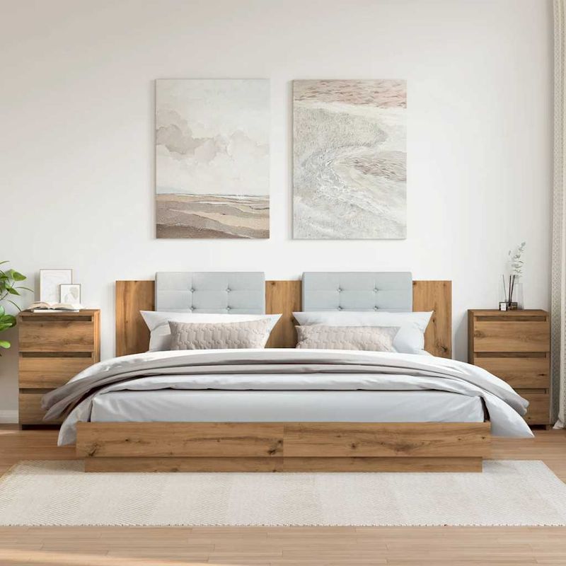 Casa si Gradina - Mobilier - Comode si corpuri - Noptiere - Noptiere, 2 buc., stejar artizanal 40x35x62,5 cm lemn prelucrat - Infinity.ro