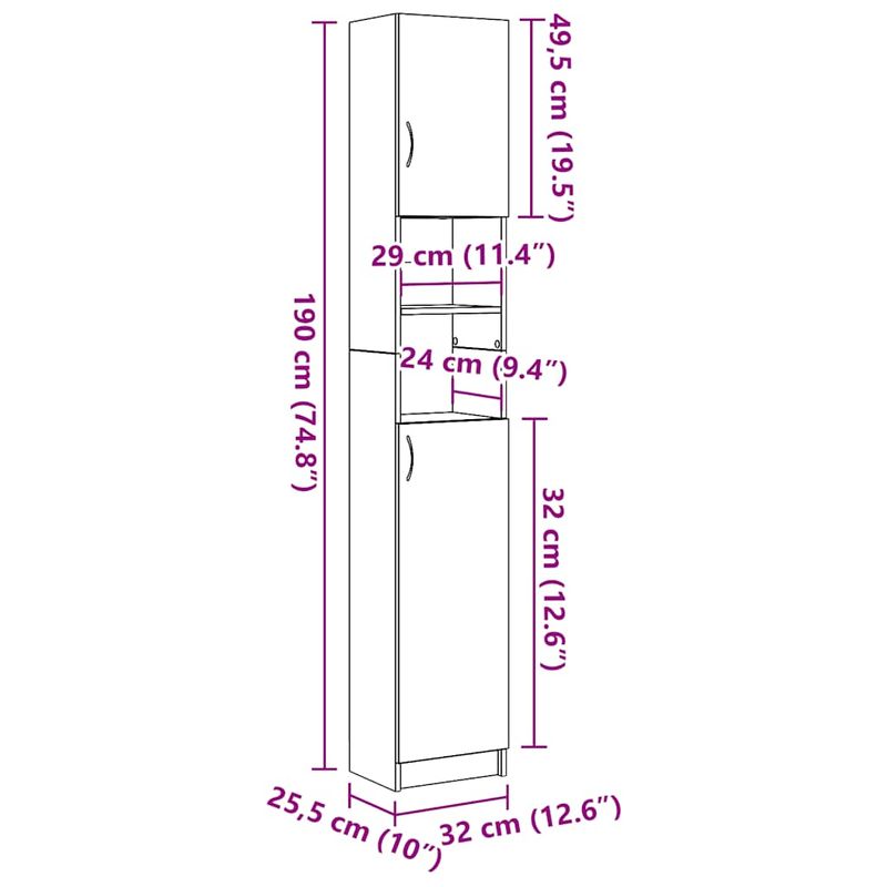 Casa si Gradina - Mobilier - Mobilier baie - Comode baie - Dulap de baie, lemn vechi, 32x25,5x190 cm, PAL - Infinity.ro
