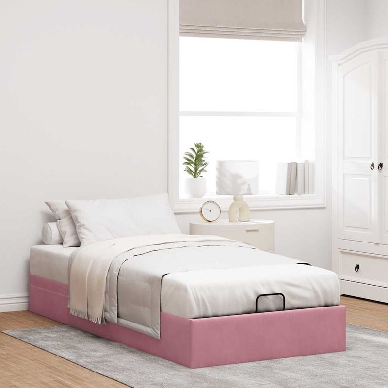 Casa si Gradina - Mobilier - Paturi si accesorii - Paturi - Cadru de pat otoman fara saltea roz 90x200 cm catifea - Infinity.ro