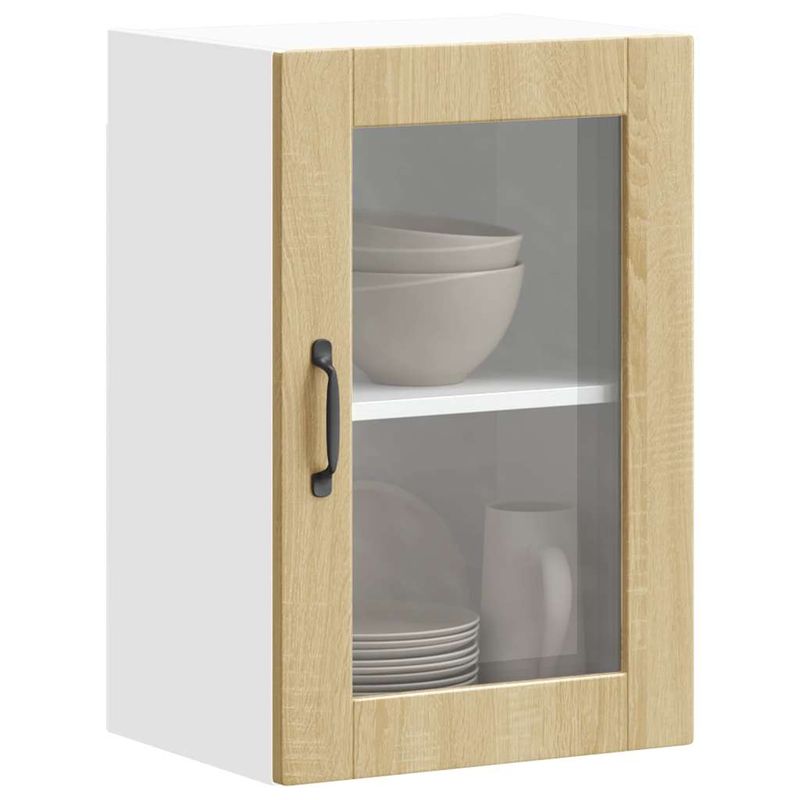 Casa si Gradina - Mobilier - Comode si corpuri - Corpuri bucatarie - Dulap de bucatarie cu usa de sticla din stejar Sonoma „Porto”., model 1x dulap de perete din sticlă (1 ușă), mărime 40x31x60 cm - Infinity.ro